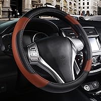 Vista 19 de Funda de cuero para volante de auto, protector antideslizante para volante de auto de cuero de microfibra transpirable, ajuste universal para la Rosa