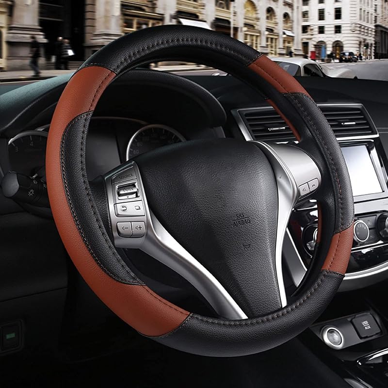 Capa de Couro para Volante Automotivo Marrom 38 cm szttswamp