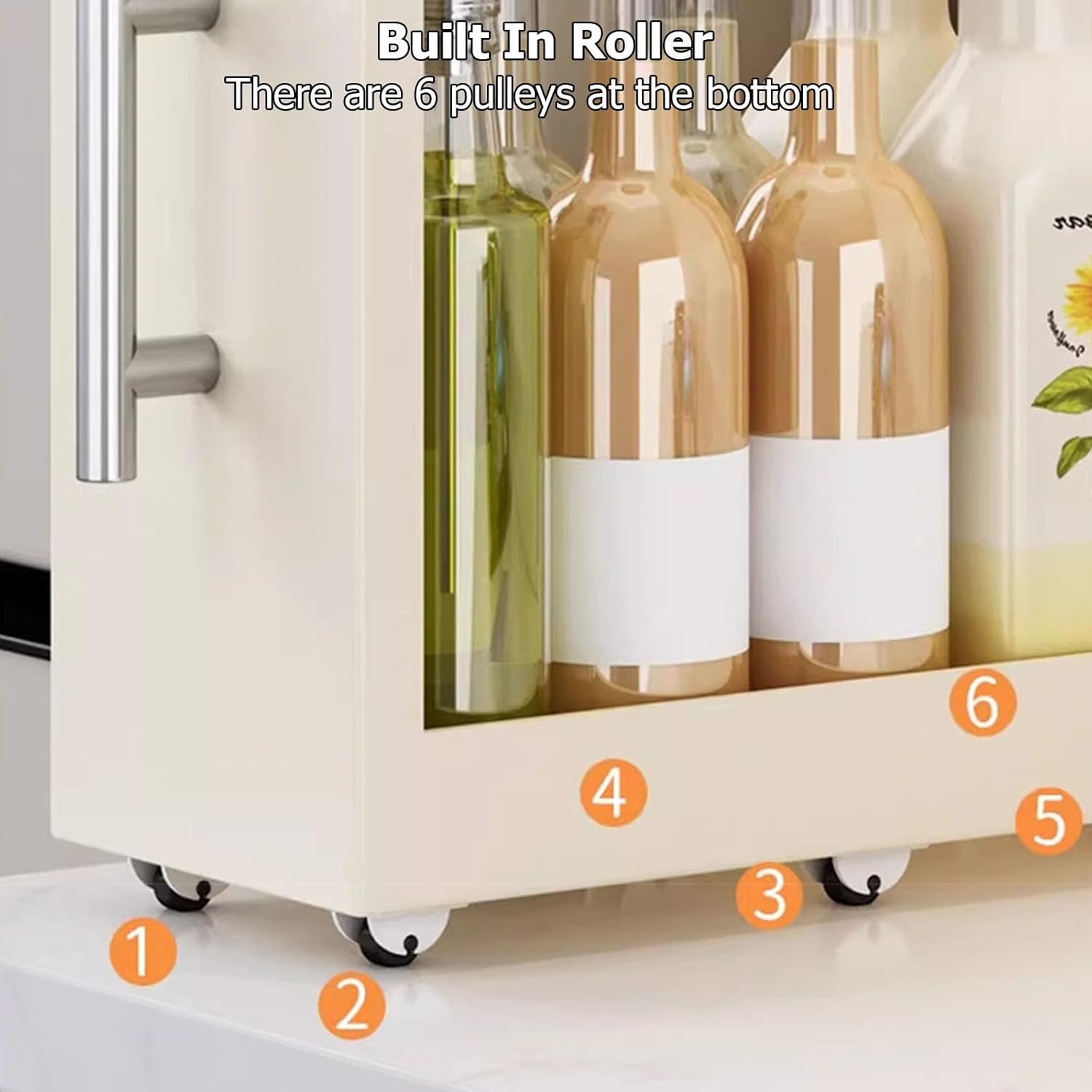 2/3 Tiers Metal Pull Out Cabinet Organizer,Multifunctional Narrow Pull Out Spice Rack with Drawer and Handle for Kitchen and Pantry Organization
