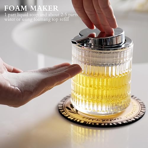 Miniatura 10 de Dispensadores de jabón espumoso de vidrio para baño con bomba a prueba de óxido, 1 paquete