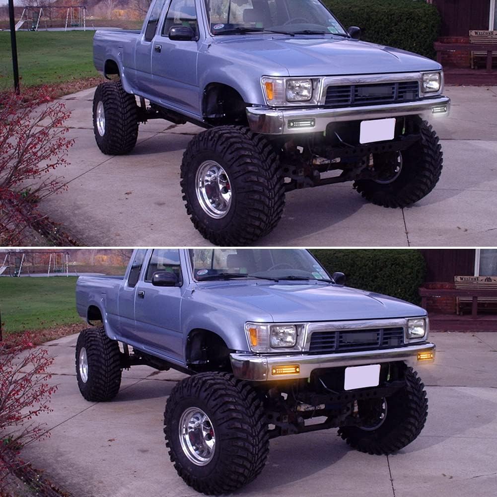 For 1984 1985 1986 1987 1988 Toyota 4Runner & Pickup Front Bumper Turn Signal Lights 81510-04080 TO2531140 Smoked White logo Lens 2 in 1 Amber/White Lights