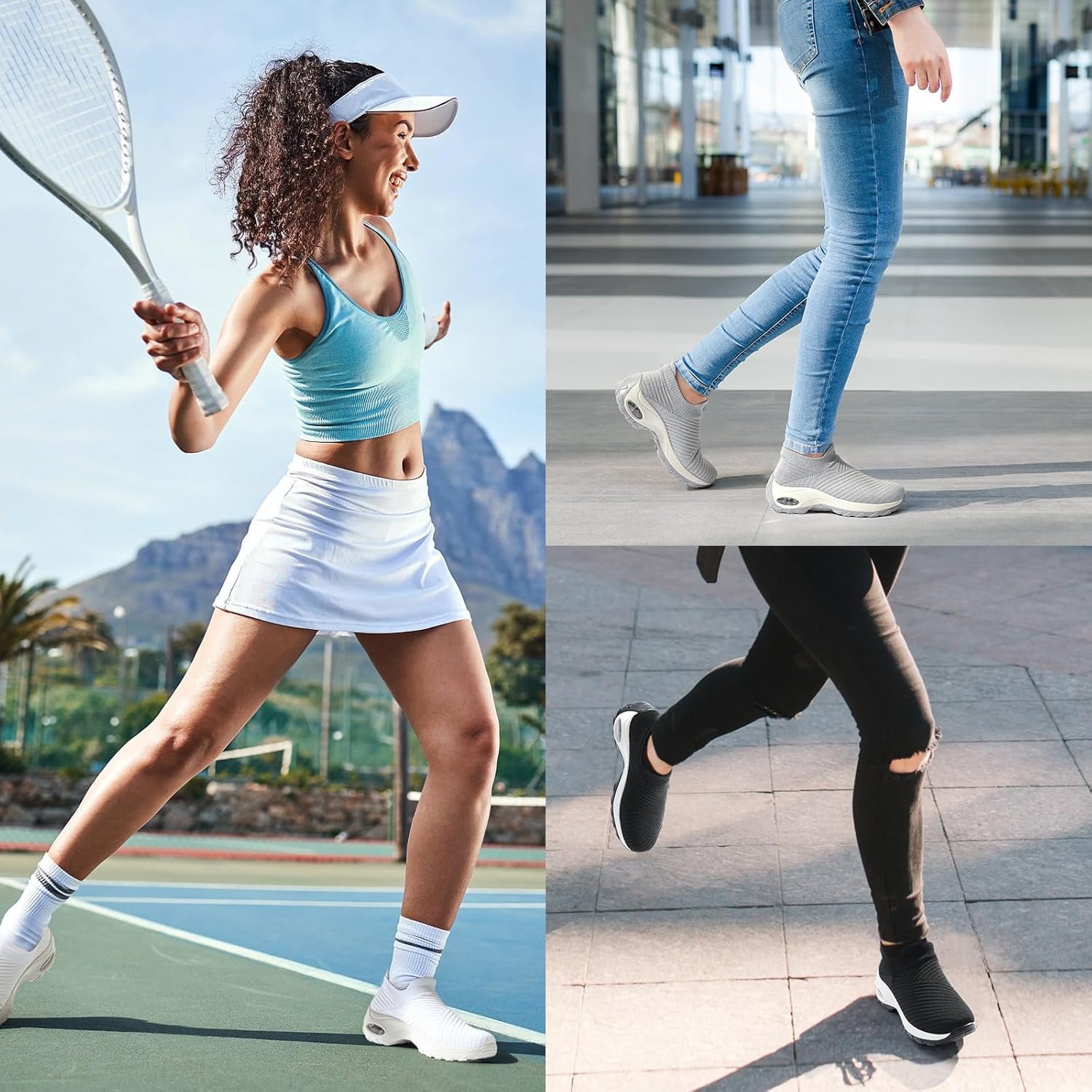 Walking Shoes Women Slip On Sock Sneakers Mesh Non Slip Shoes Air Cushion Platform Loafers - Image 5