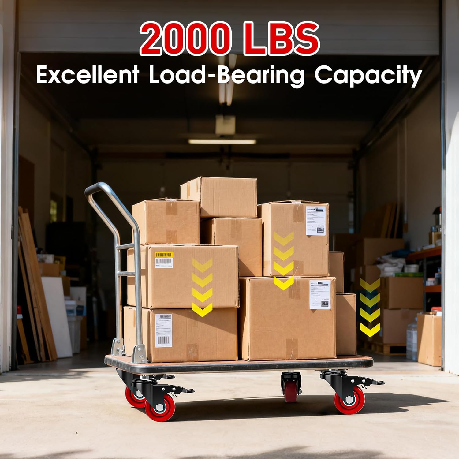 Caster Wheels 2000 LBS, Threaded Stem Casters Set of 4 Heavy Duty,1/2"-16 x 1(Stem Diameter 1/2", Length 1"), Dual Locking Caster, Industrial Castor Wheels for Furniture,Carts