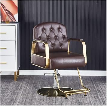 Salon Barber Chair, Hairdressing 360 Degree Swivel Hydraulic Shaving Styling Chair for Beauty Spa, Tattoo and Barbershop,Dark Grey Brown