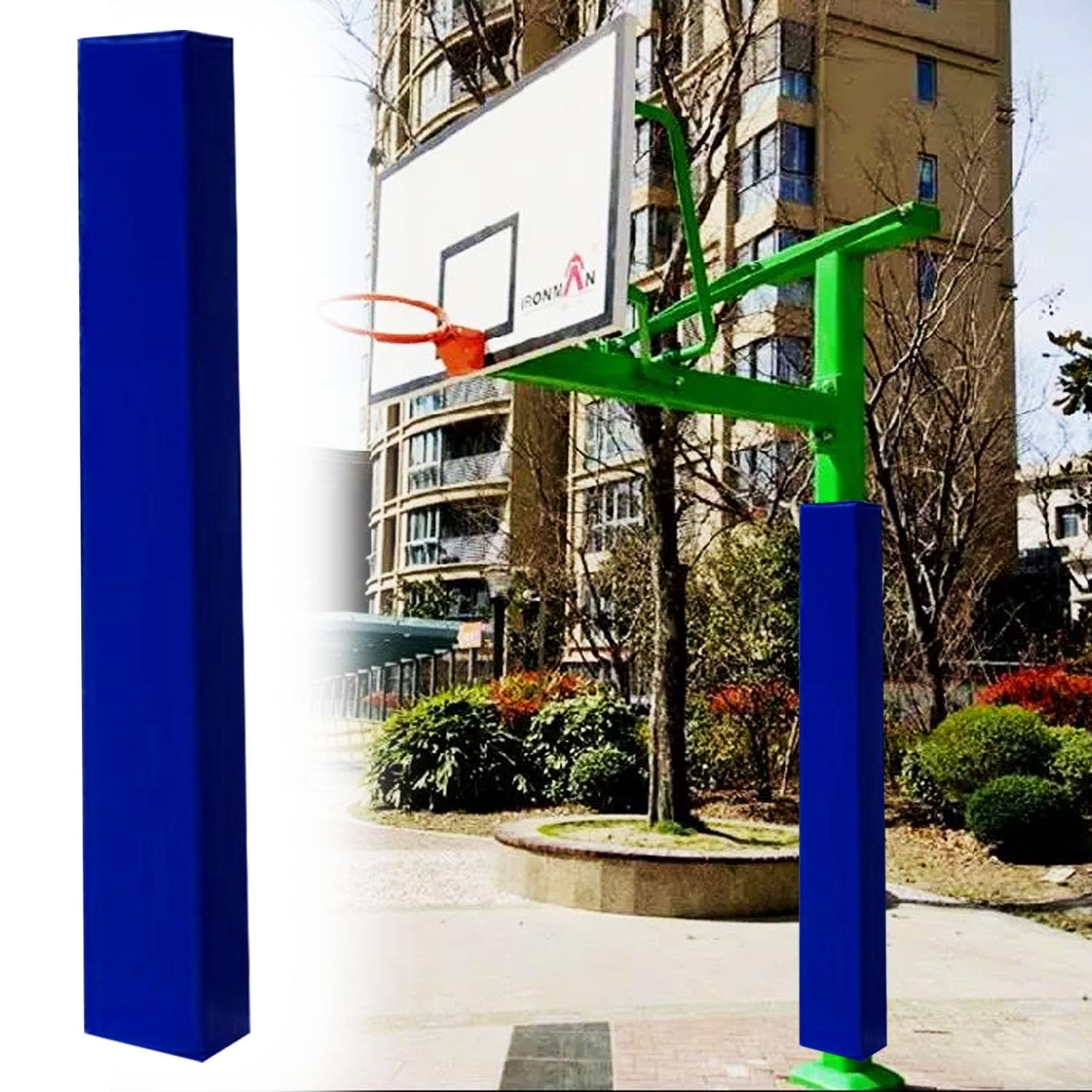 Innovz Square Basketball Pole Padding Wrap on All Sides, Custom Basketball Hoop Padding for Pole Outdoor, 4x4 6x6 8x8 In Support Post Protector Pad(Blue,4"x4"(10x10cm) pole)