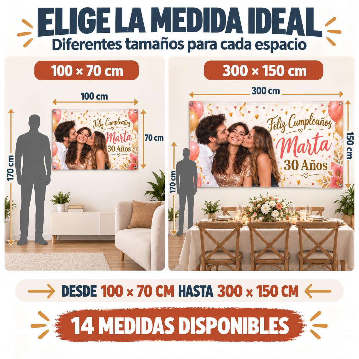Pancarta Personalizada con Foto y Texto e Impresión Nítida para Cumpleaños