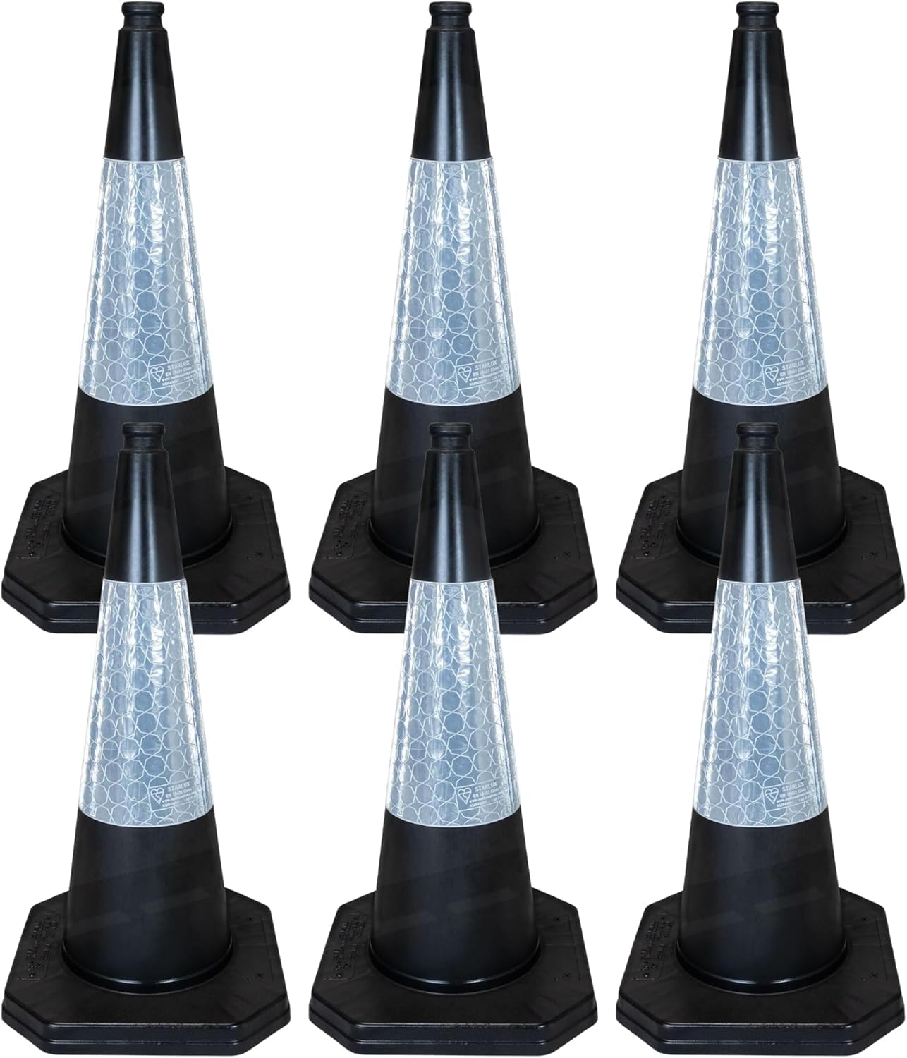 Street Solutions UK - 6 x 750mm Black Road Traffic Cones - Self Weighted - Premium Quality Safety Cone - Strong and Durable - with Extremely Low Centre of Gravity