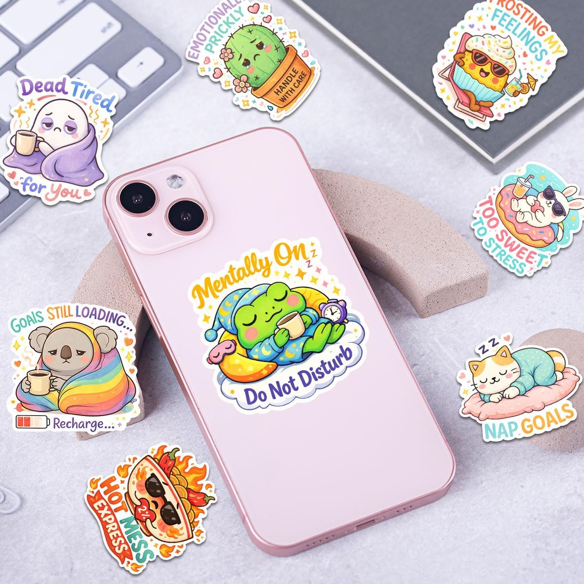 20 PCS Cute Funny Mood Stickers Pack, Sarcastic Meme Cartoon Vinyl Waterproof Decals for Laptop Water Bottle Phone Notebook Skateboard Gift for Teens Girls Students Friends Kids image 2