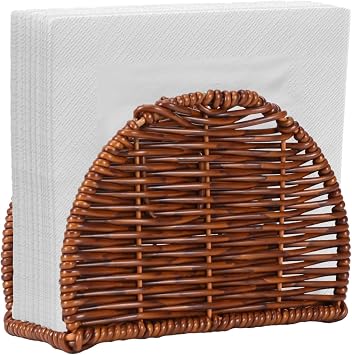 Rattan napkin holder for table, Standing dining Cocktail napkin dispenser for Party, kitchen table decor, 6.1"L x 2.36"W x 4.13"H