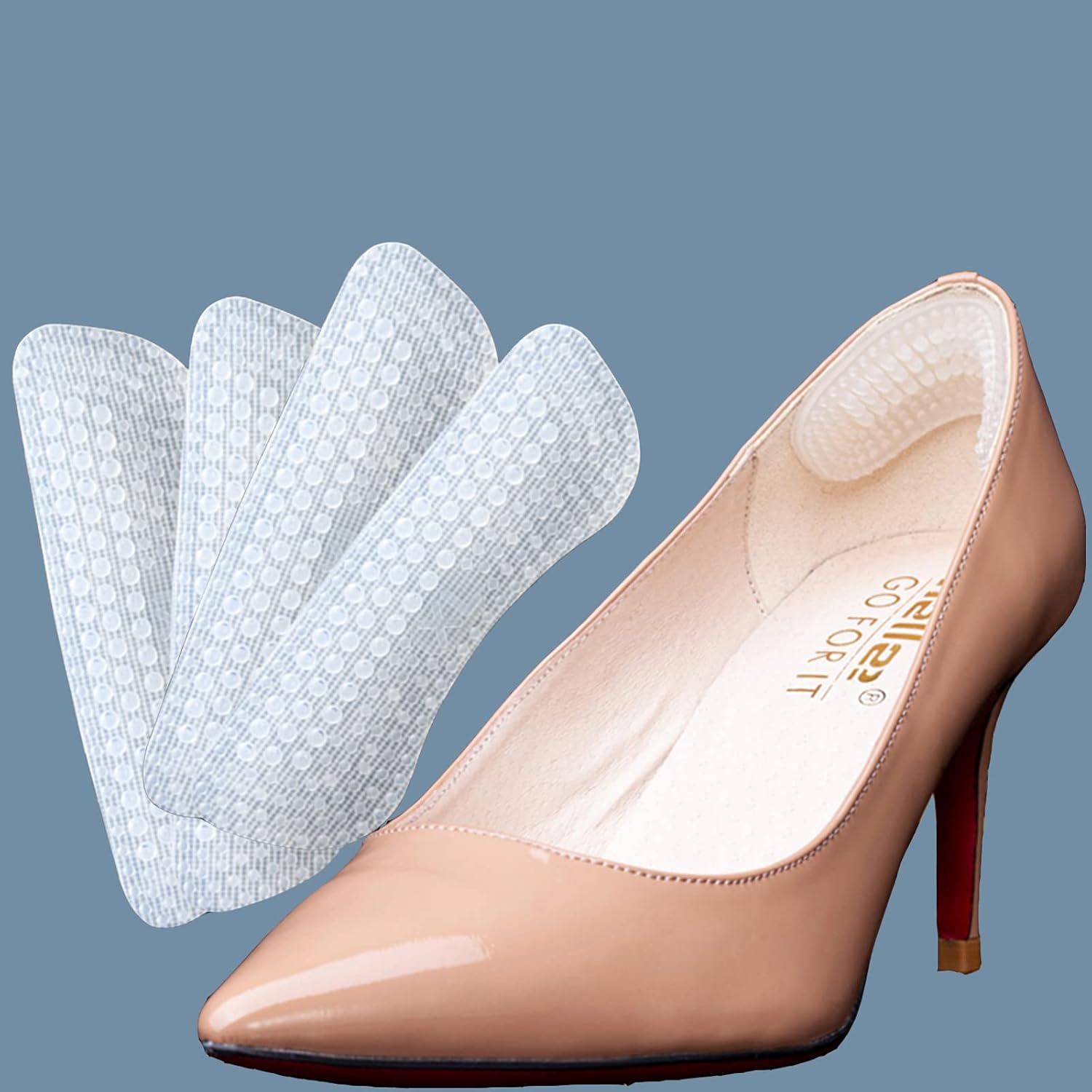 4 Pares Taloneras Silicona,Taloneras Para Zapatos,Almohadillas Autoadhesivas Para Talón,Plantillas Tacones Altos,Protector Talon Para Zapatos de Cuero de Tacón Alto (Transparente)