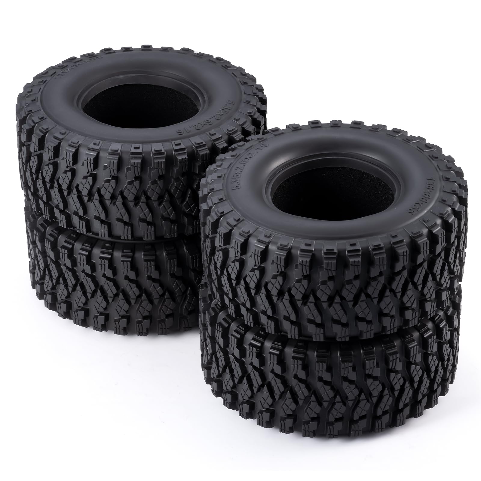 Runup 4 sztuki opon rowerowych 2,6 cala, 136 mm x 55 mm, gumowe opony do 1/10 RC Crawler Car Axial SCX10, RBX10, MJX H8H, MK07, KM4 (miękka, ulepszona wersja)