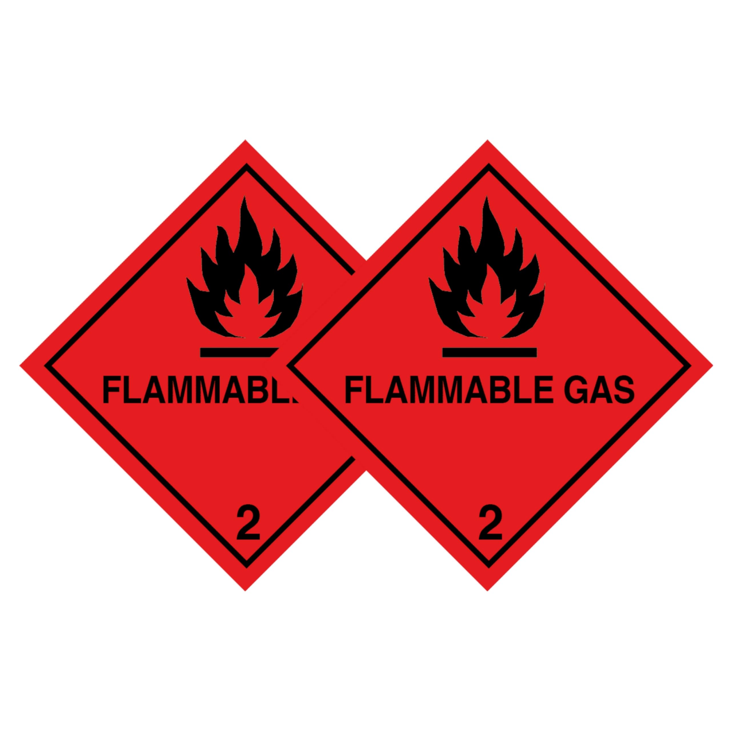 Tek Automotive Red, Black Flammable Gas 2 Stickers – Twin Pack (10X10cm) | High Visibility Warning Labels For Gas Cylinders, Vehicles, Storage & Transport | Gloss Permanent Vinyl – Indoor & Outdoor Use