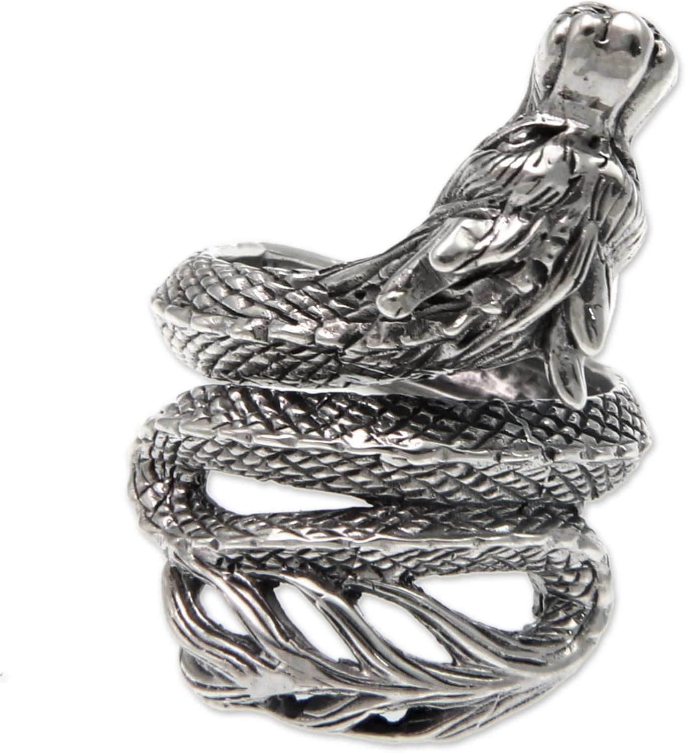 NOVICA Artisan Handmade .925 Sterling Silver Wrap Ring Unique Indonesian Animal Themed Power Dragon 'Baby Dragon'