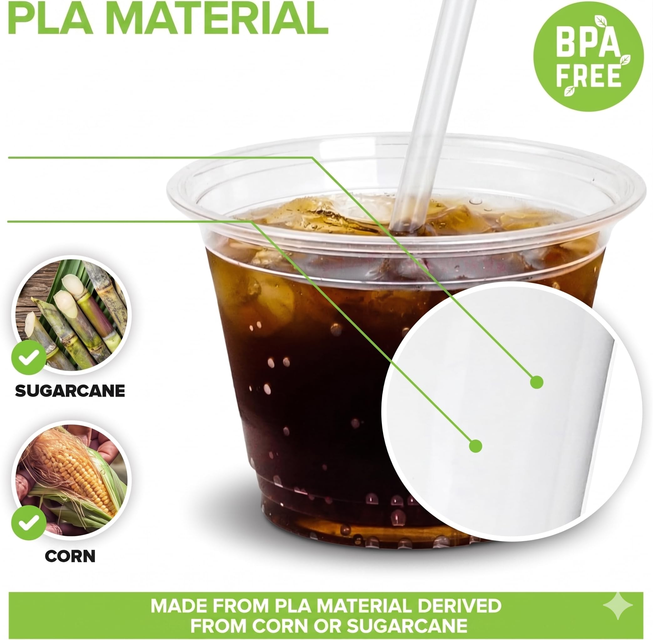 Stock Your Home 9 oz Clear PLA Cold Cups 50 Pack Disposable Party Cups for Water Wine Beer Sample Cups — Amazon image 3
