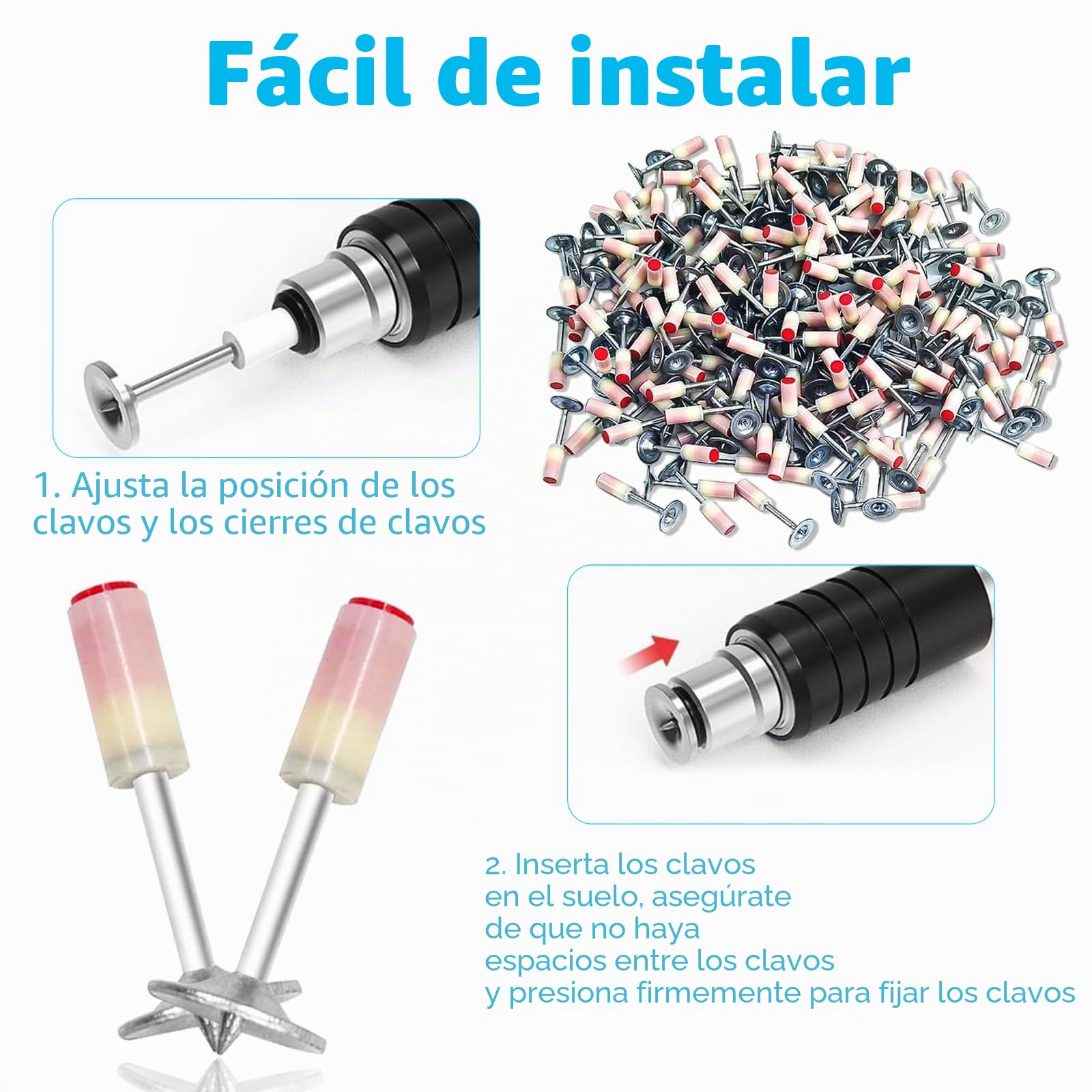 Paquete de 400 Clavos de Acero, 7,3 mm Clavos Redondos de Acero, Mini clavos para techo, Clavos Redondos, Clavos de hormigón, Adecuados para pared gruesos para techos, Instalación