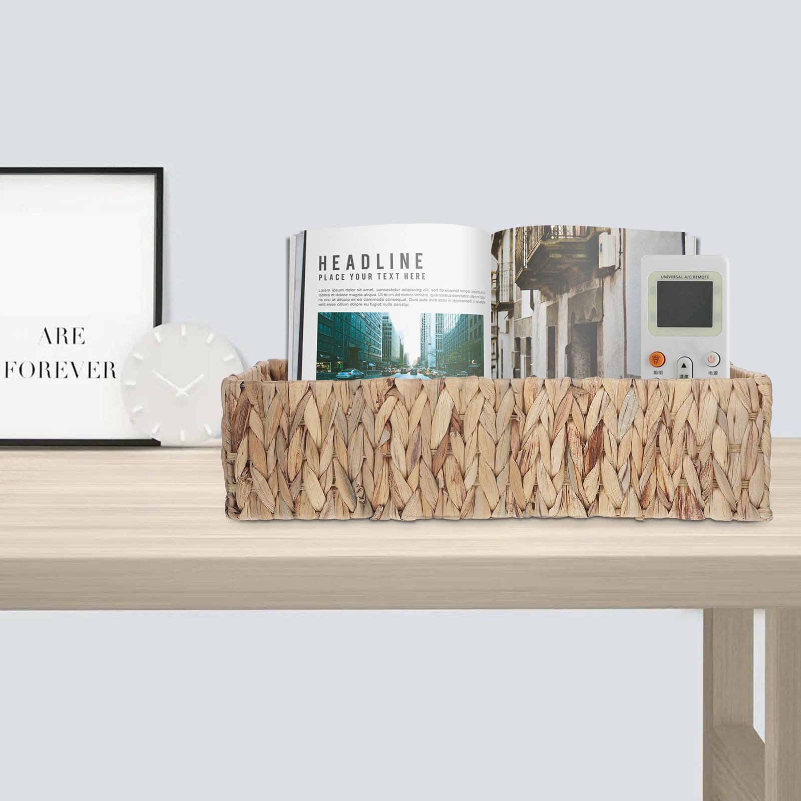 TOYANDONA Cesta de Almacenamiento para Mesa Tejida de Asa, Grande, Hierro, Gran Capacidad, para Cosméticos y Juguetes de Mascotas, Baño y Mueble Tv