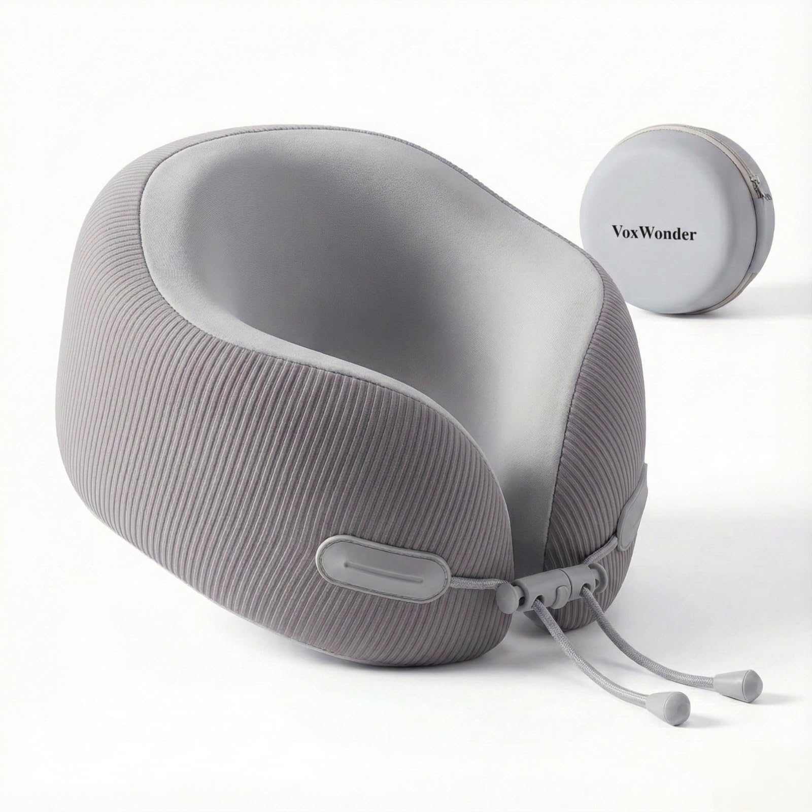 Memory Foam Travel Neck Pillow for Airplane 360 Head Support Travel Essentials for Long Flights Breathable Cooling Cover