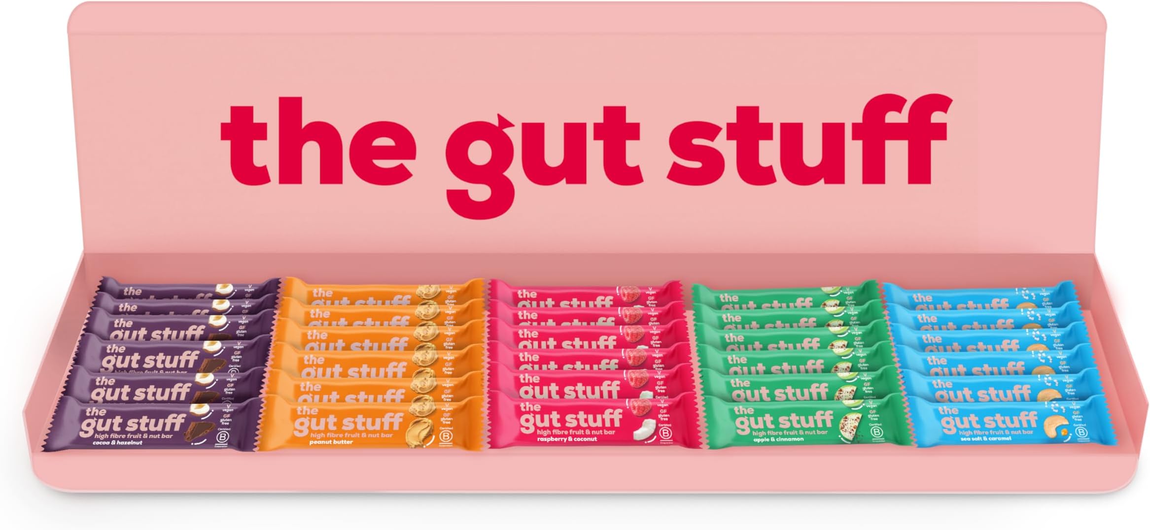 High Fibre Bars – All Natural, Gut-Friendly, Gluten-Free, Vegan 30 x 35g Bar Box - Mixed Flavours