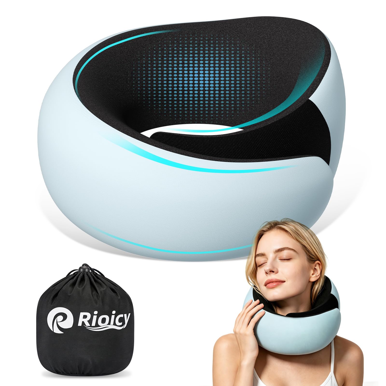 Photo 1 of Rioicy Memory Foam Travel Pillow - Blue