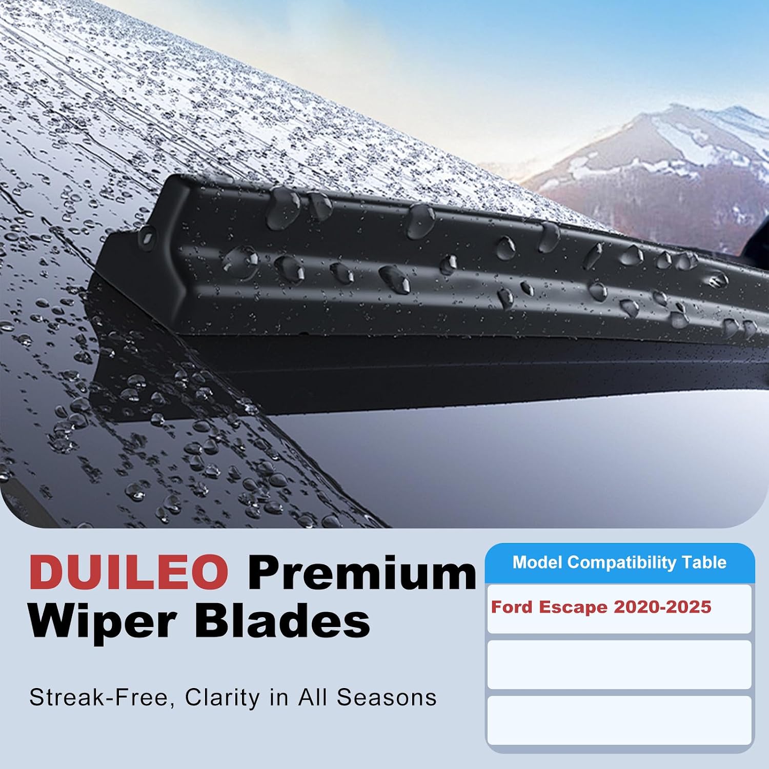 Windshield Wiper Blades for Ford Escape 2020-2025 Replacement Front & Rear Wiper Blades, Premium All Season All Weather Automotive Front Rear Wipers Set/ 24"+20"+11"