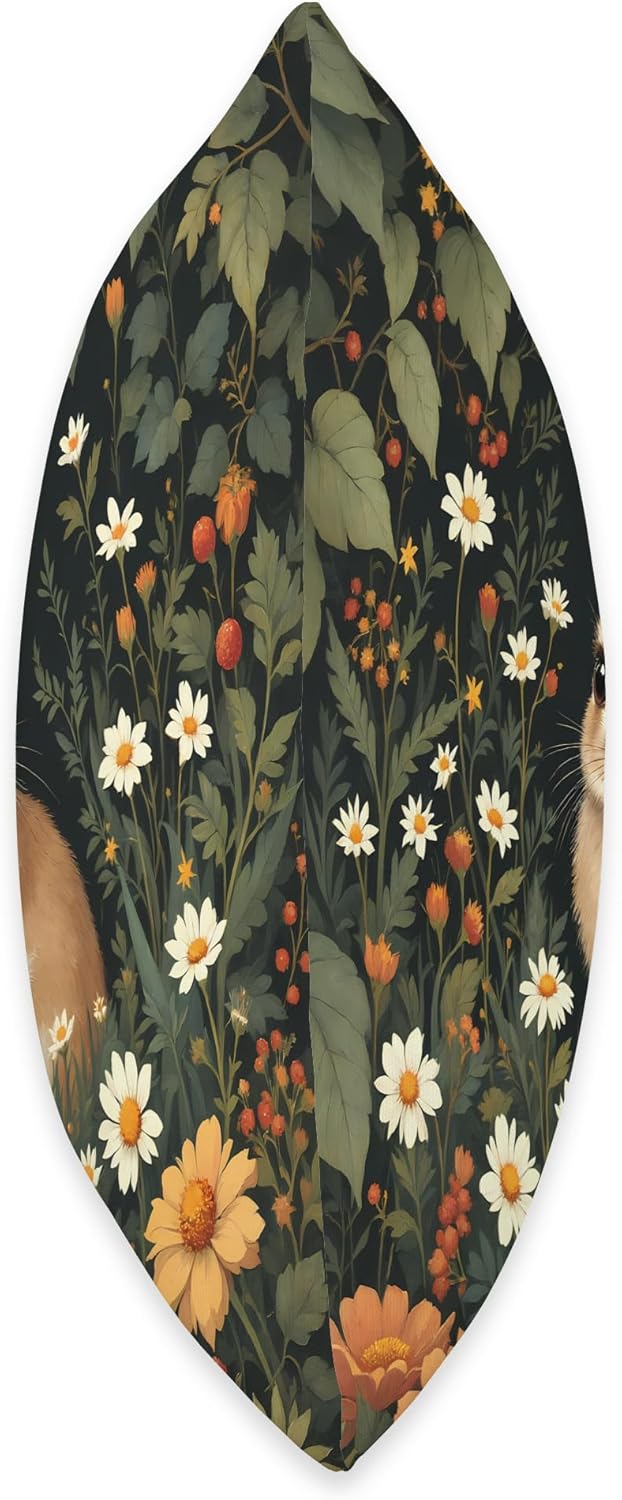 Rabbit Baby Bunny in an Elegant William Morris Style Forest Throw Pillow