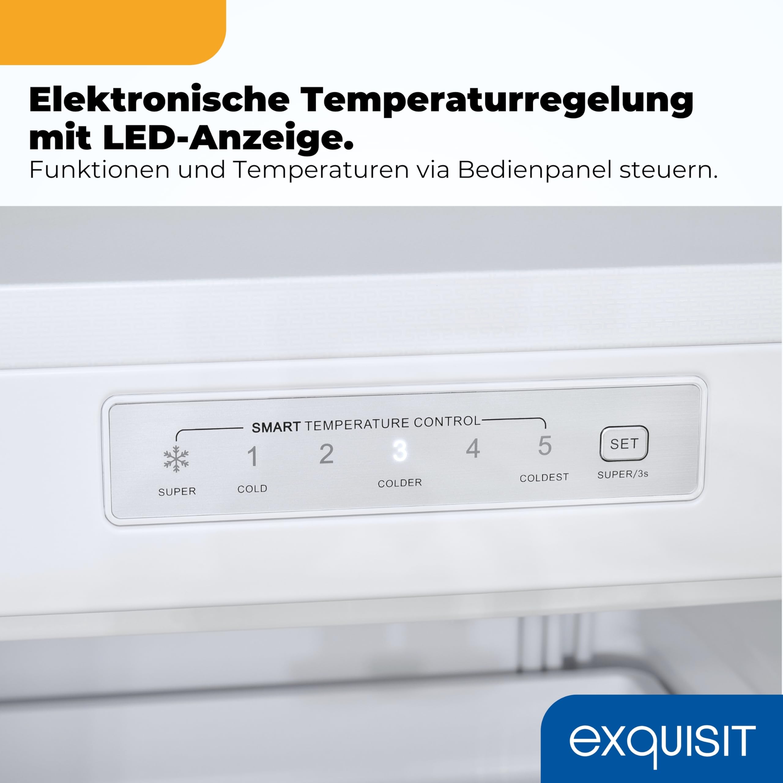Exquisit GS5230-H-040D Gefrierschrank - 168 l Nutzinhalt - Klasse D - Weiß | Freistehendes Standgerät mit 4 Gefrierschubladen, 4-Sterne-Gefrieren, leisem 40 dB Betrieb und wechselbarem Türanschlag