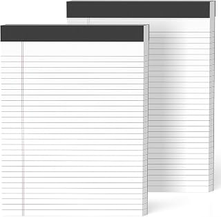 DORFAS 2-Pack Professional Legal Pads 8.5x11 Inches, Wide Ruled White Paper Perforated - 50 Sheets per Pad, Durable for Office, School & Legal Use