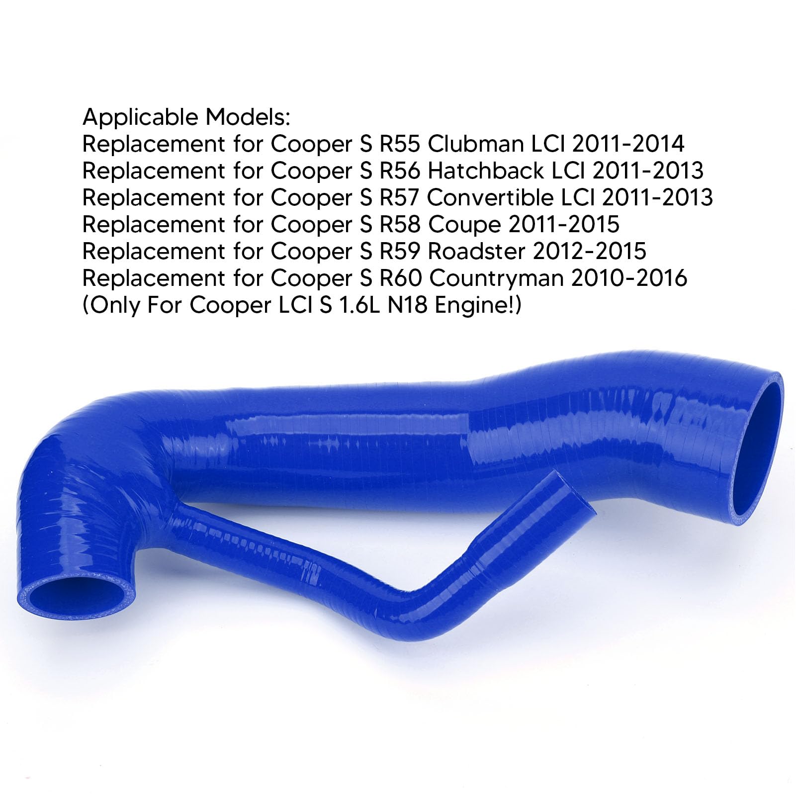 Tubo di Aspirazione in Silicone Aggiornato, Tubo di Aspirazione in Silicone per Auto, Tubo di Aspirazione Aria in Silicone, Prestazioni Migliorate per Motori Cooper S R55-R60 1.6L N18(Blu)