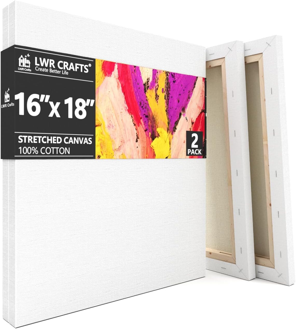 LWR CRAFTS Stretched Canvas 16" X 18" Pack of 2