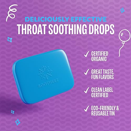 Miniatura 7 de Sootheez - Gotas orgánicas calmantes para la garganta para adultos, pastel de cumpleaños, 25 unidades, recargables, gotas de gran sabor que alivian