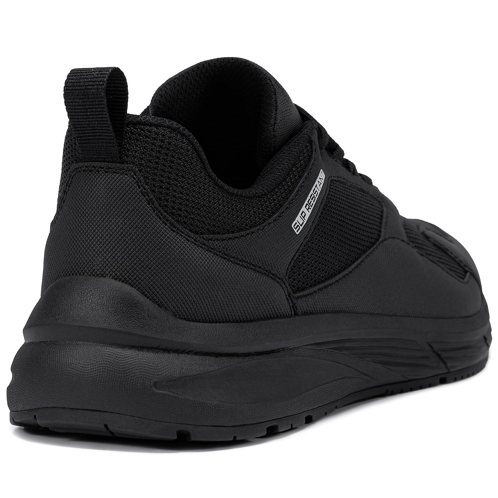 LARNMERN Hombre Zapatos de Cocina Trabajo Antideslizantes Zapatos Hosteleria Zapatillas Cocina Food Service Shoe Camarero Sanitario,Microfibra Negro//45 EU