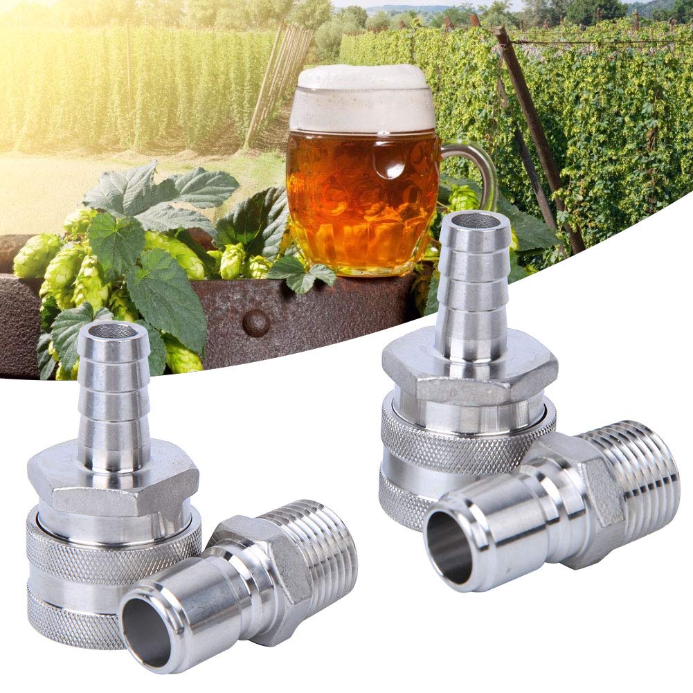 Adaptador de conector rápido Acero inoxidable G1/2 pulg. Rosca macho Kit de elaboración de cerveza para el hogar A prueba de herrumbre Fácil de instalar Desinfectante 4 piezas