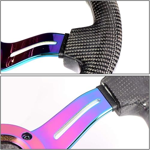 Miniatura 3 de NRG Innovations NRG-ST-010MC-CF Volante de fibra de carbono 13.780 in 1.5" Plato profundo con radios centrales neocromáticos