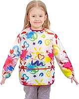 Vista 1 de WERNNSAI Bata de arte para niños impermeable con manga larga y 3 bolsillos de pintura