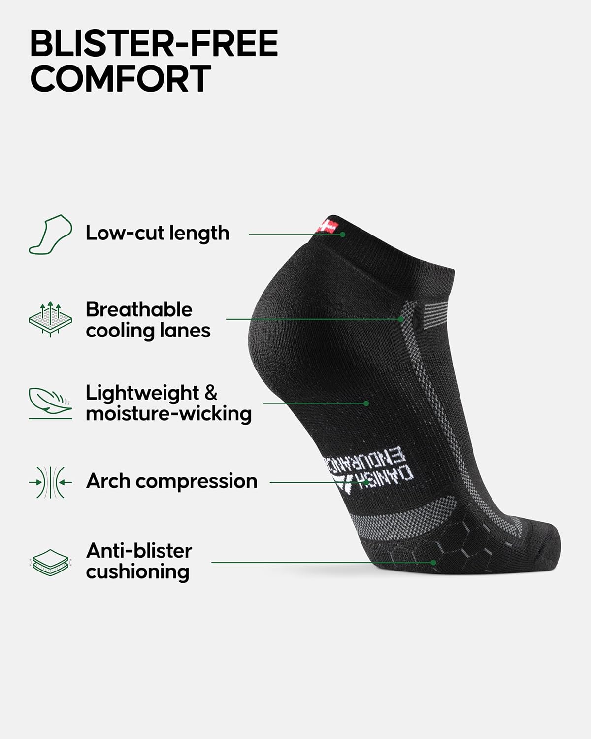 DANISH ENDURANCE Ultra-Comfort Ankle Running Socks, Performance Socks, Men & Women - 3 or 5 Pack - Image 2