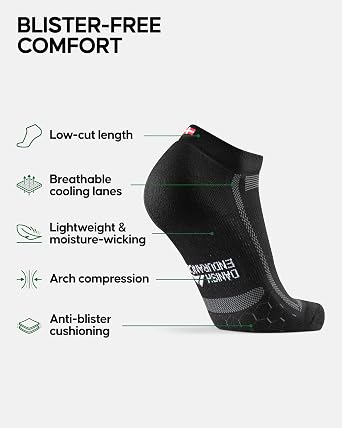 DANISH ENDURANCE Cushioned Ankle Running Socks, Anti-Blister, 3 or 5-pack