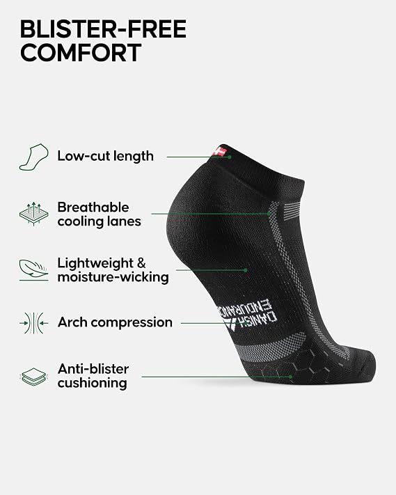 DANISH ENDURANCE Cushioned Ankle Running Socks, Anti-Blister, 3 or 5-pack