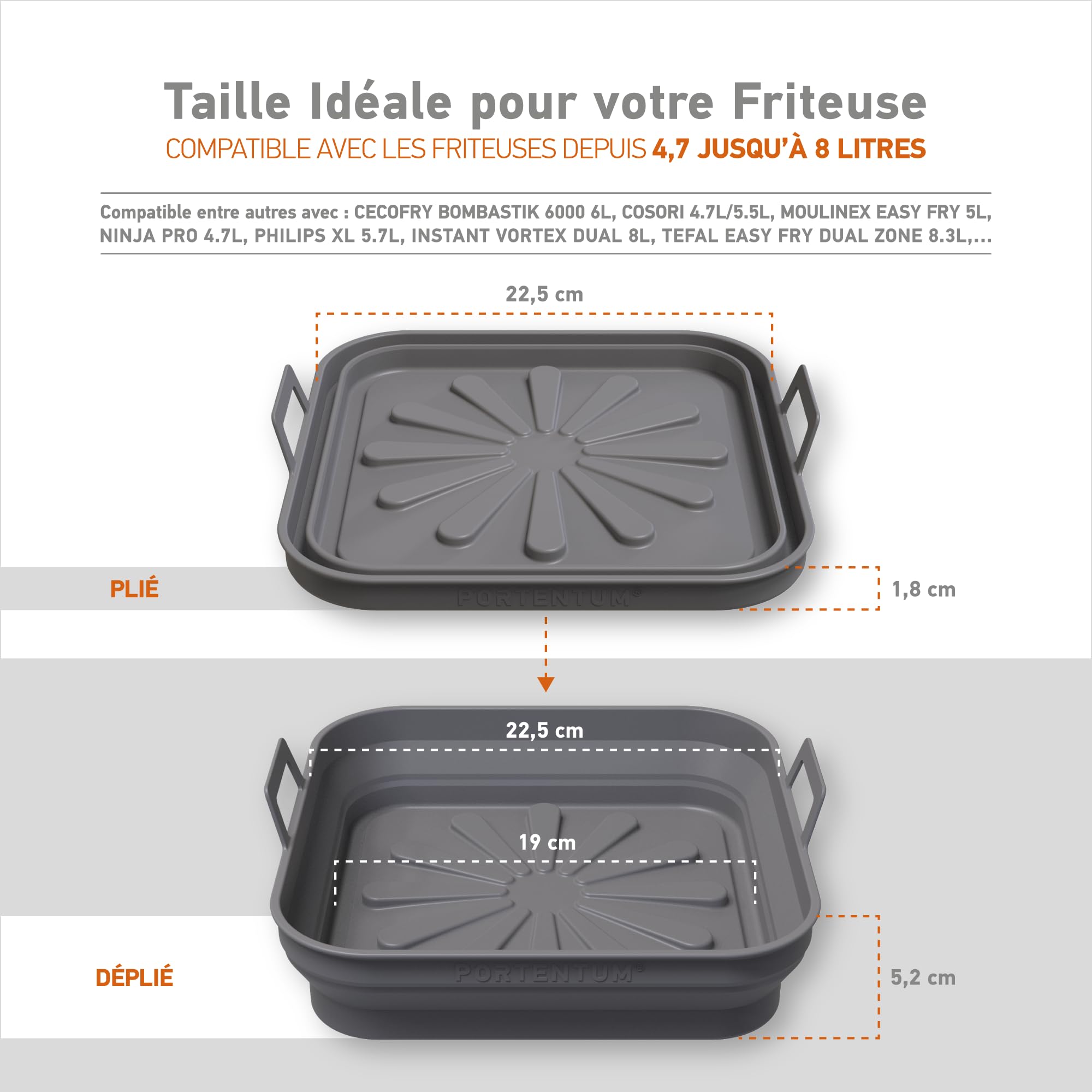 Air Fryer Double Compartiment PORTENTUM Moule Silicone Air Fryer 22,5 Cmu2013 Pour Les Friteuses U00e0 Air Fryer Ninja Double