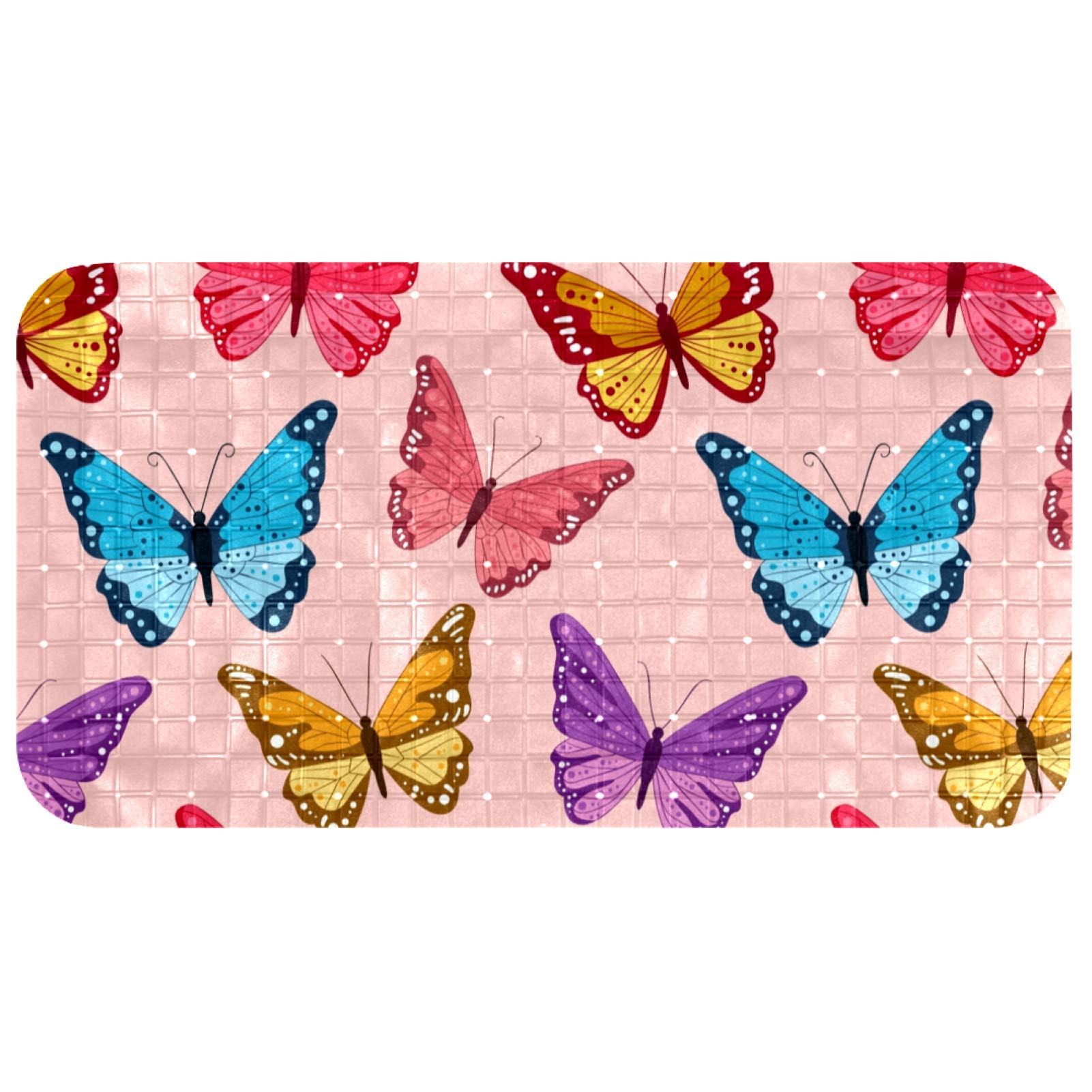 Alfombrilla para bañera infantil Bennigiry de PVC libre de ftalatos y mariposas rosas