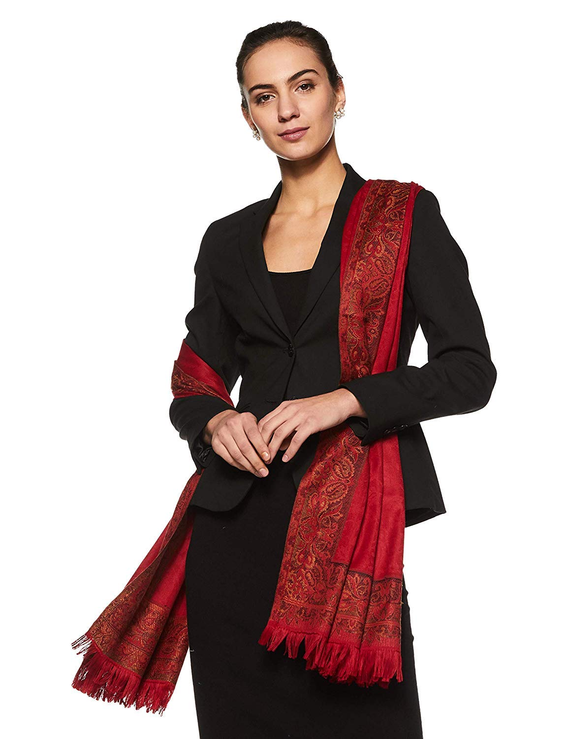 weavers villa Women's Shawl (WV-407-MAROON_Maroon_L)-picture-50