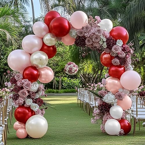 Vista 50 de Guirnalda de globos de color morado y rosa, globos de doble relleno de lavanda lila, globos pastel de diferentes tamaños, kit de arco de globos
