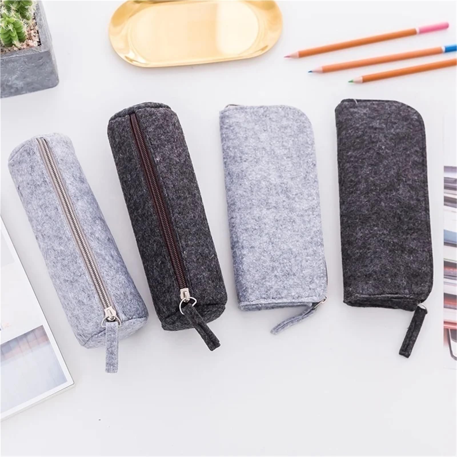 Estuche de lápices de la PC, Bolsa con Cierre Retro, Bolso portátil, papelería Escolar, Suministros de Oficina, 2 uds. para Estudiantes(Grey A)