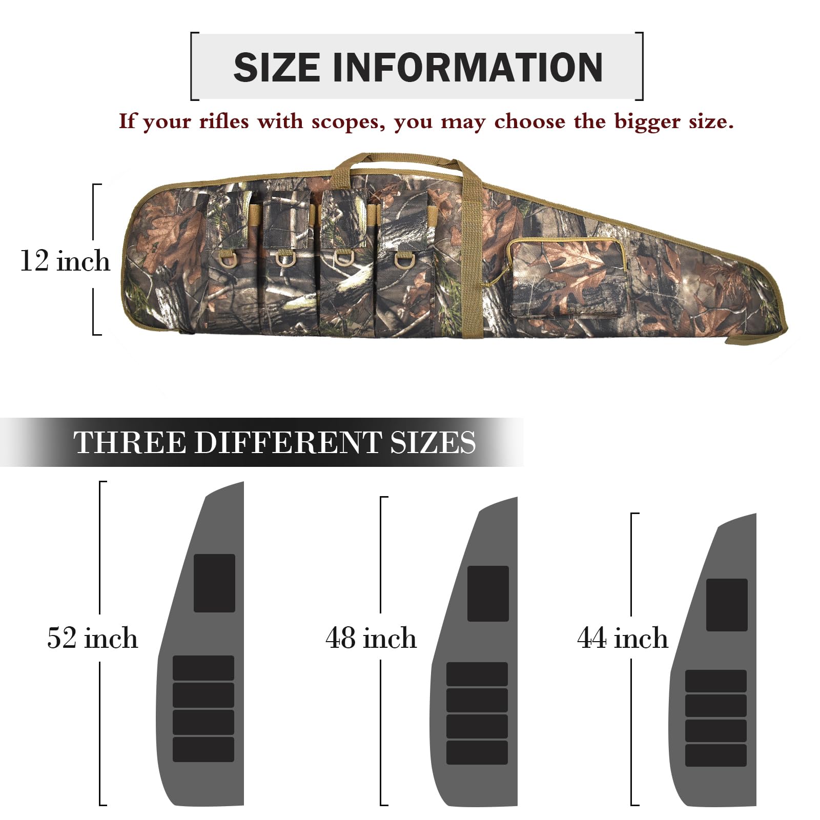 Fundas Soft-Rifle-Cases para pistolas para escopetas bolsa de rifle larga con bolsa de soporte para revista múltiple, almacenamiento y transporte de correa de hombro antideslizante ajustable