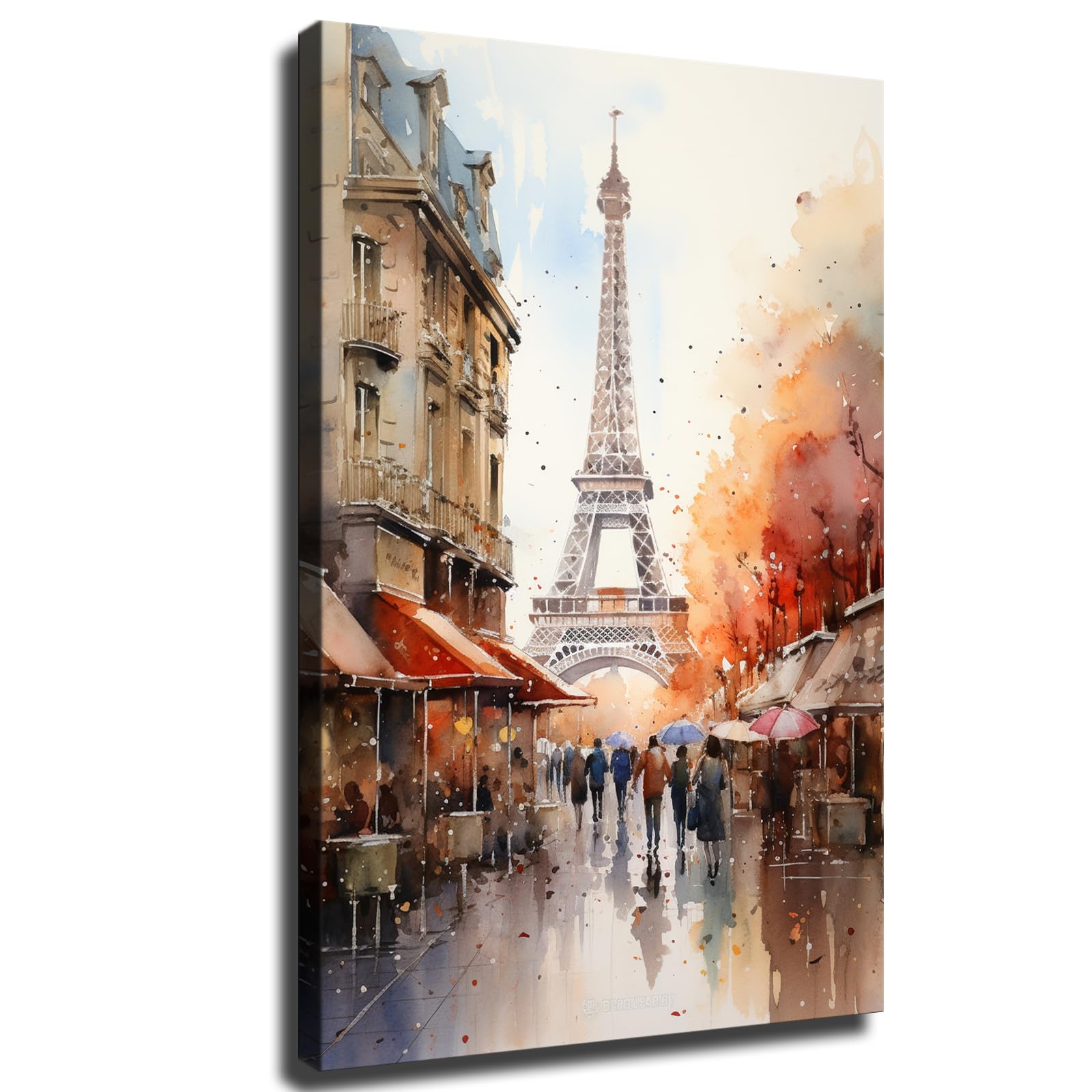 KJoet Fall Streets of Paris Canvas Poster Wall Art Decor Print Picture Paintings for Living Room Bedroom Decoration (12x18inch,Framed)