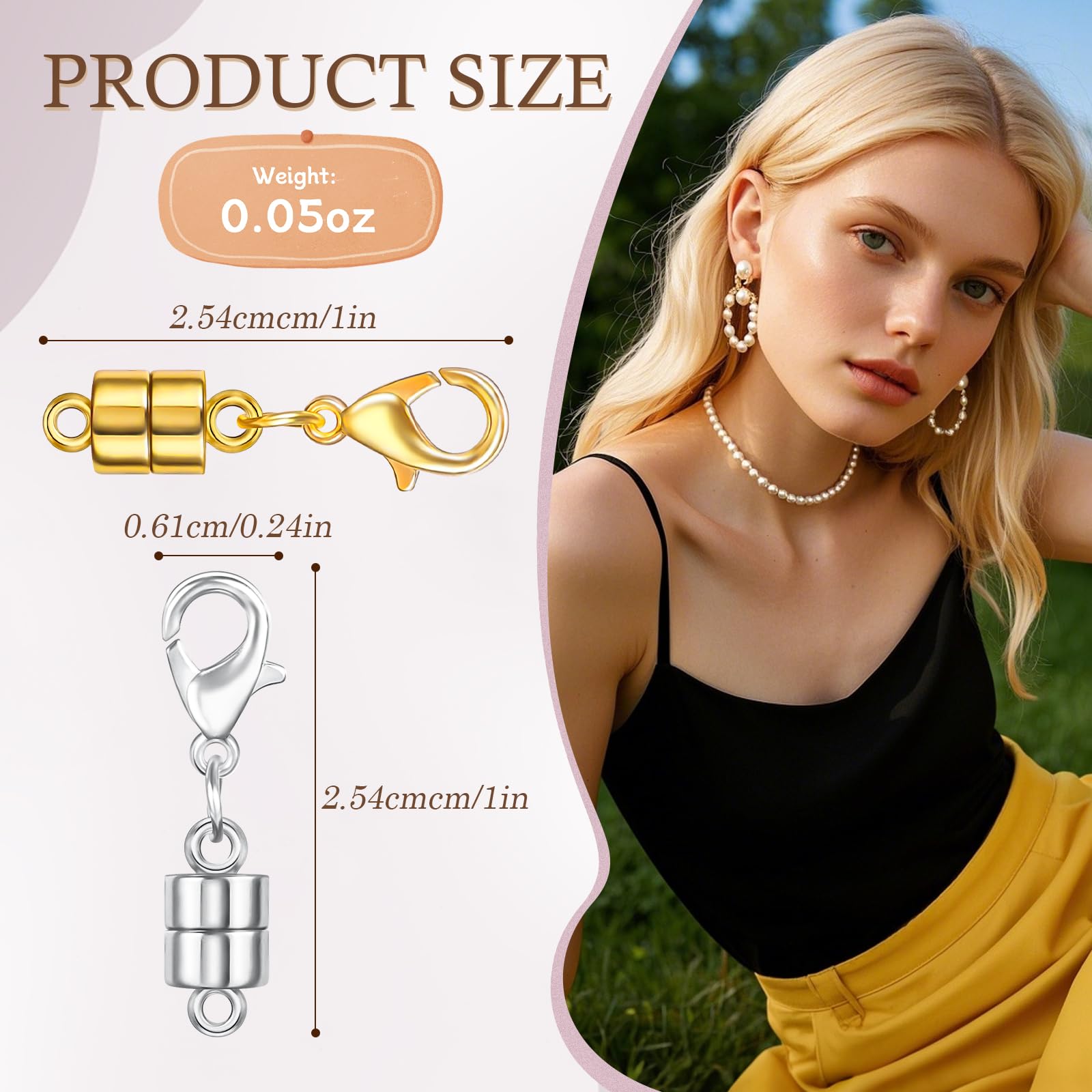8 Pack Magnetic Necklace Clasps and Closures with Lobster Clasp, 18K Gold and Silver Plated Jewelry Clasps Converters, Suitable for Bracelet Necklaces Anklet Chains, Gold&Silver