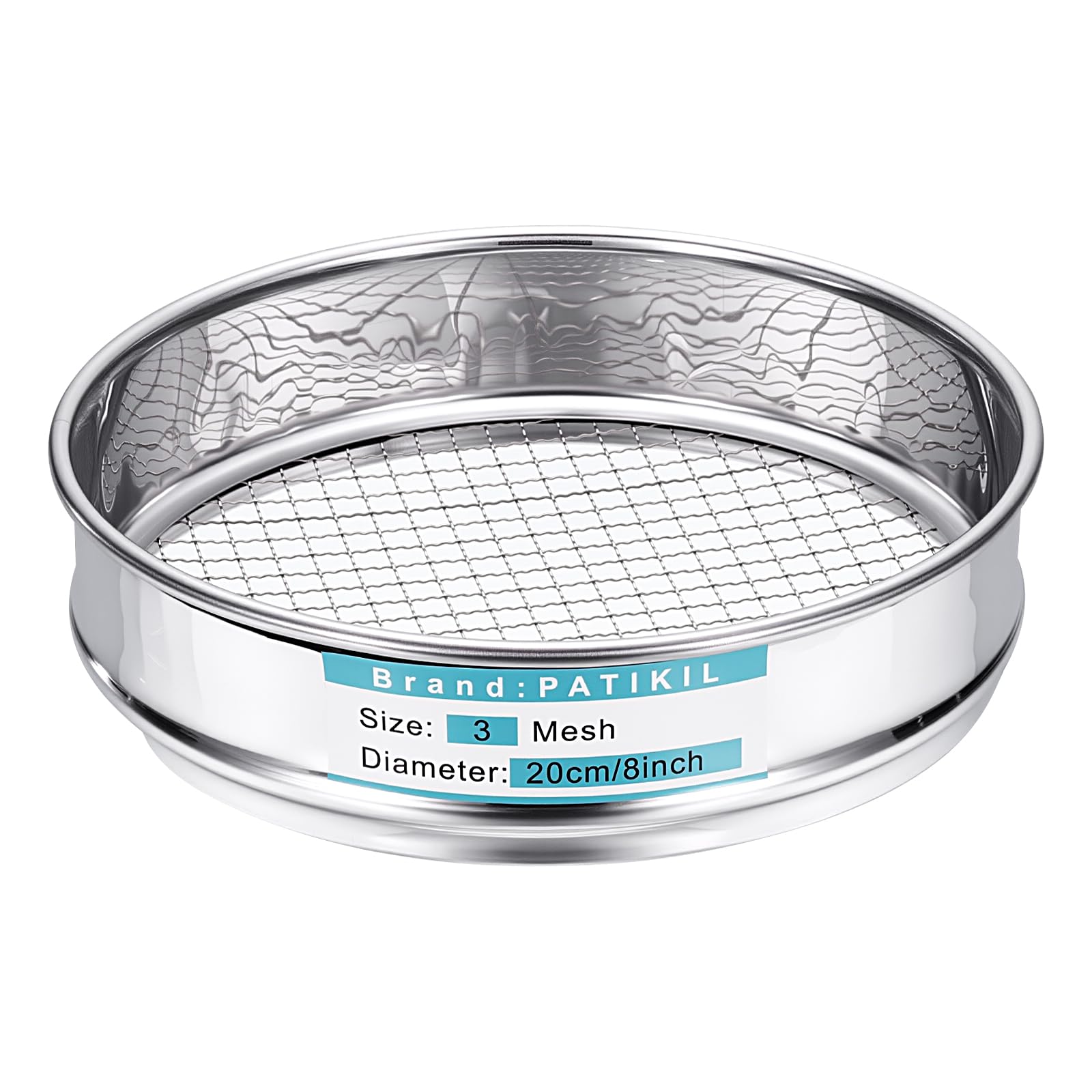 PATIKIL 3 Mailles (7mm) Tamis De Laboratoire, 7.9"(20cm) Diamètre Grille De 304 Acier Inoxydable Toile Métallique Tamis Fin Pour Laboratoire Industriel Sec Tamis À Sec Hash