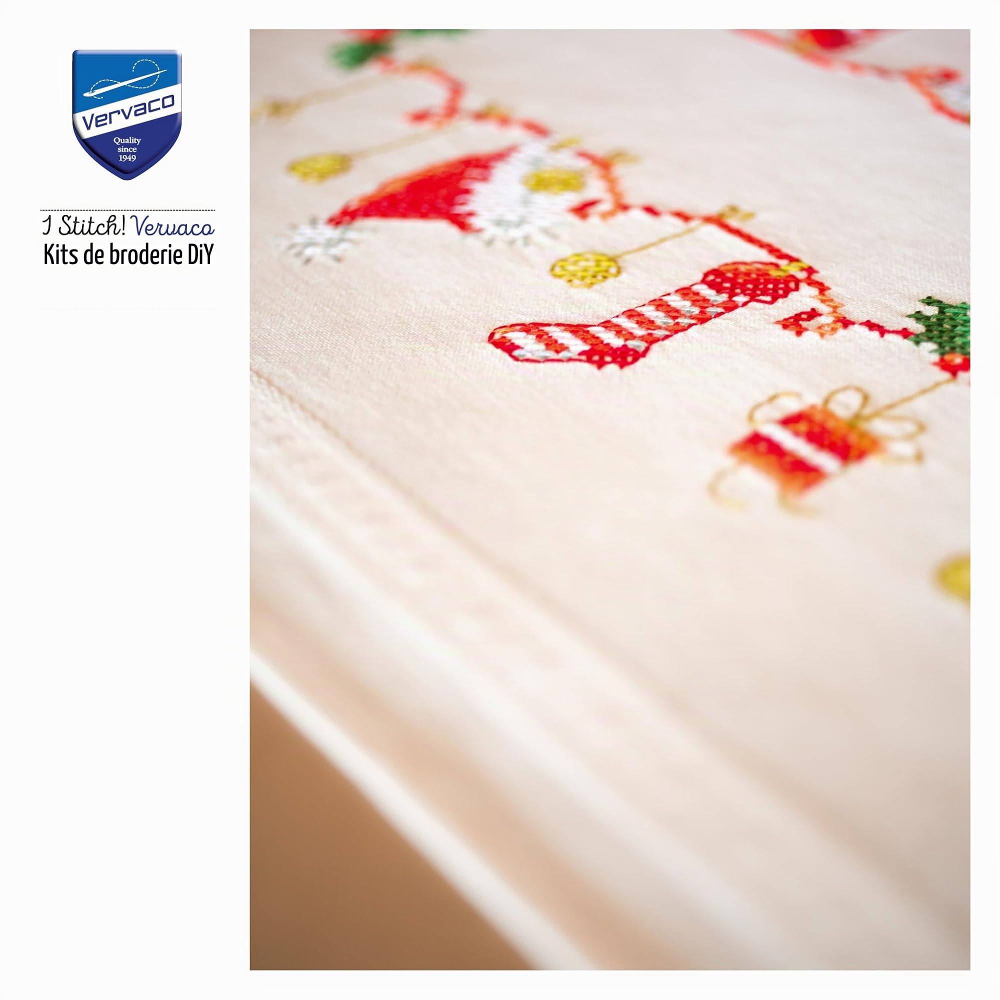 VERVACO Kit Point De Croix Pré-Imprimé Chemin De Table NOËL Broderie Kit Complet Adulte Loisir Créatif Maison Decoration Manuelle Table Cadeou DIYca. 40 x 100 cm Cross Stitch Embroidery