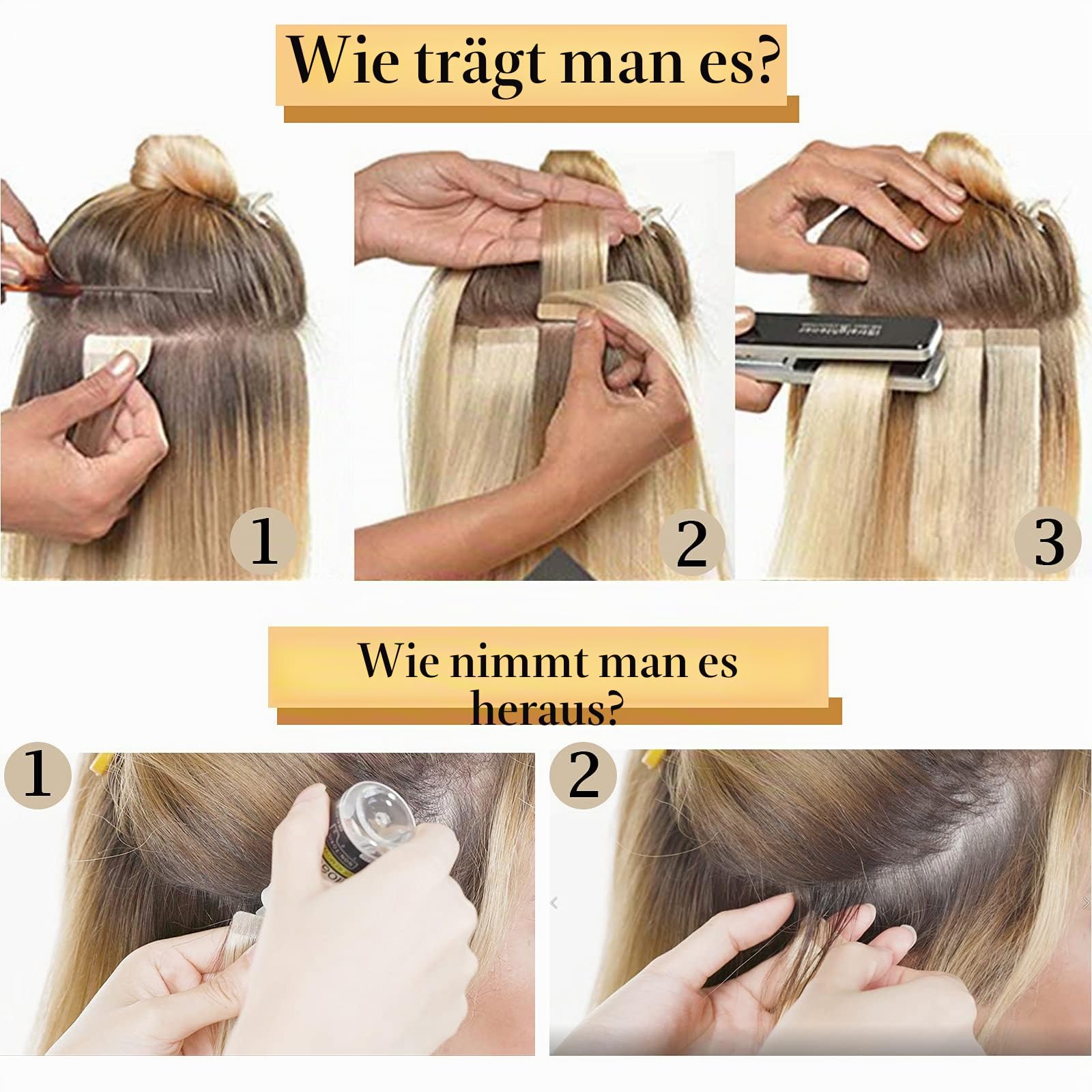 SEGO 40 Stück Tape in Extensions Echthaar Klebeband Haarverlängerung 100% Remy Human Haar Haarteil (+10 Tressen free tapes) 40 cm Hellbraun#6-2