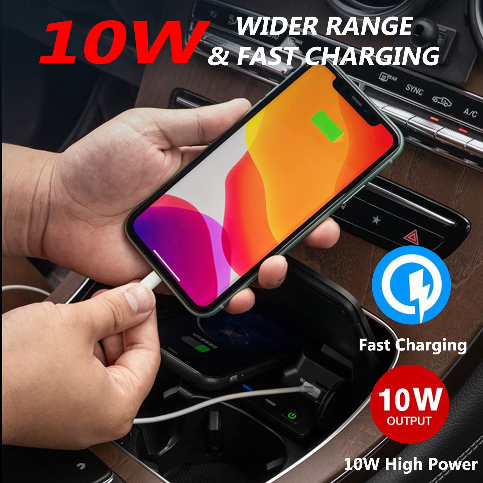 Cargador Inalámbrico para Coche para Mercedes Benz GLC/Coupé (2016-2022) 丨Clase C/C63/C43, Plataforma De Carga Rápida para Teléfono De 15 W para Cualquier Teléfono Móvil Habilitado para Qi