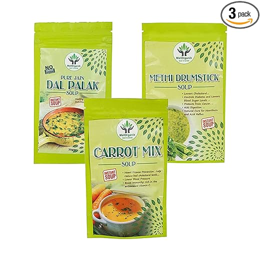 MelOrganik Soup Powder Dal Palak Soup Methi Drumsticks Soup Carrot Mix Soup Instant Soup Packets Healthy Natural Ready To Cook Vegetable Soup Mix Powder No Added Preservatives (Each Pack 50 gm)